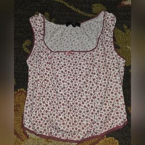 Vibe Sportswear Floral Print Tank Top with Bow XL